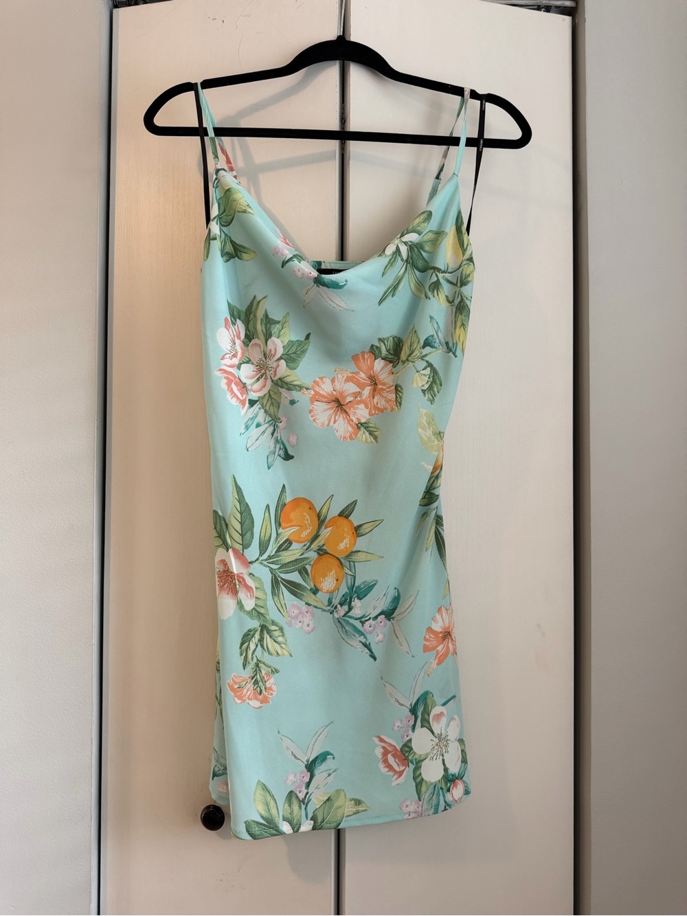 Floral Cowl Neck Slip Dress in Mint